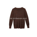 Damen Gestrickter Lurex gestreifter Pullover mit Rundhalsausschnitt